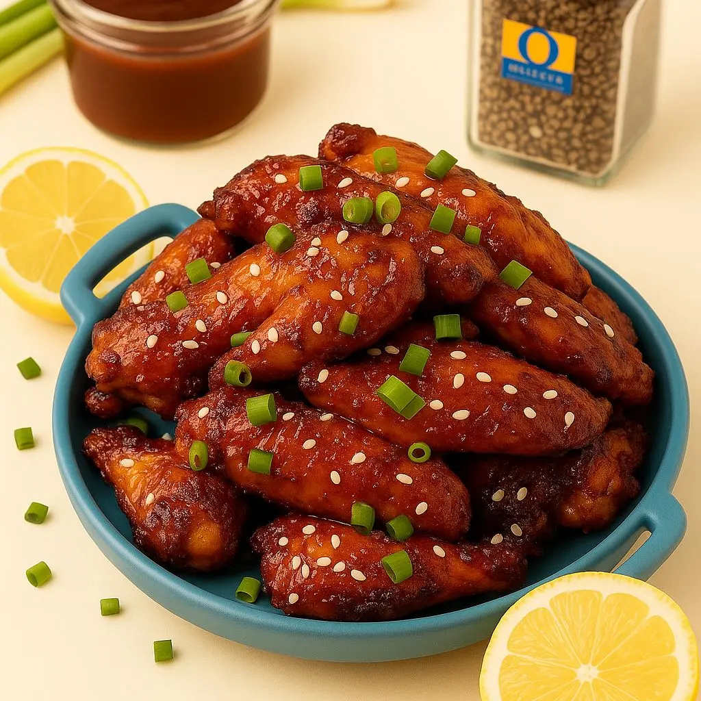 Tender wings tossed in Korean-style soy-garlic BBQ sauce.