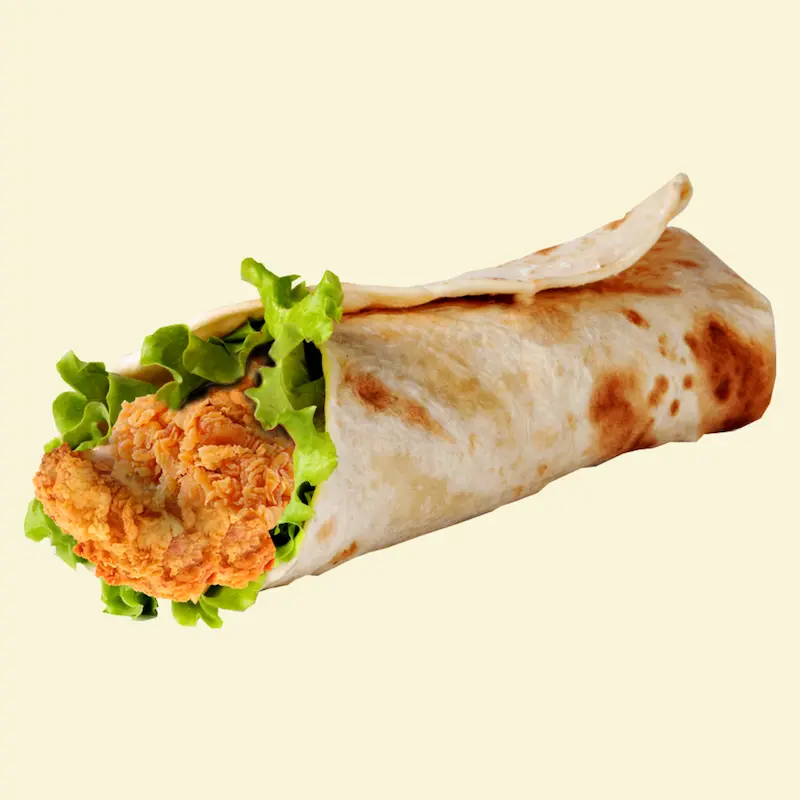 Juicy chicken sheekh wrapped with fresh veggies and sauce.